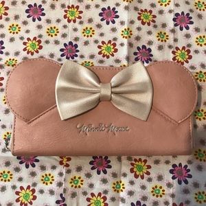 Light pink Disney loungefly Minnie Mouse wallet.